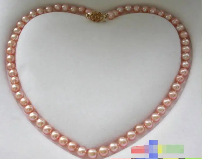 

FREE SHIPPING HOT sell new Style >>>>17" 8mm ROUND PINK CULTURED PEARL NECKLACE