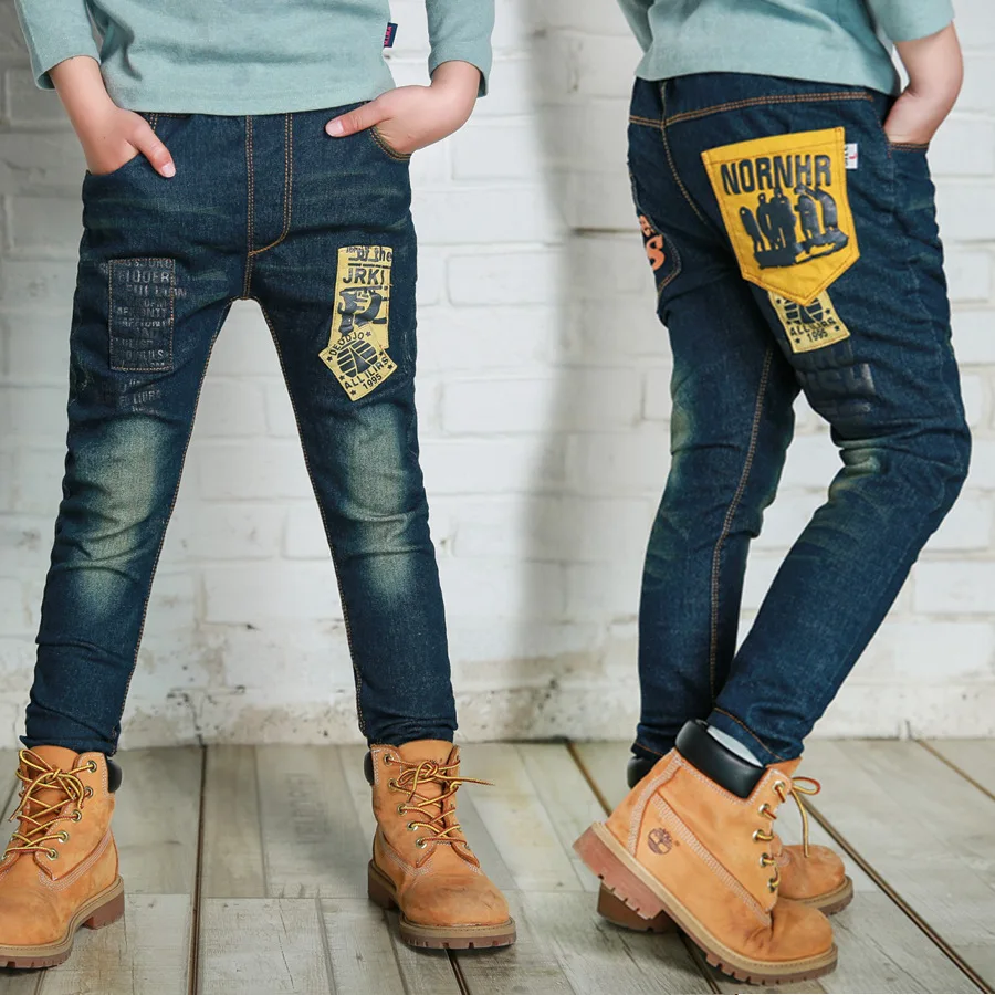  IENENS 5-13Y Fashion Boys Slim Straight Jeans Children Denim Long Pants Spring Autumn Kids Baby Boy