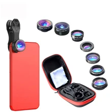 7 in 1 Phone Lens Kit Fisheye Super Wide Angle Macro Lens CPL Filter Kaleidoscope and 2X zoom Lens 37mm 0 3x super wide angle fisheye lens