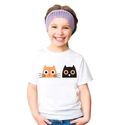 Новая Брендовая детская футболка с короткими рукавами, детские футболки с изображением совы, кошки, животных для мальчиков и девочек, белая