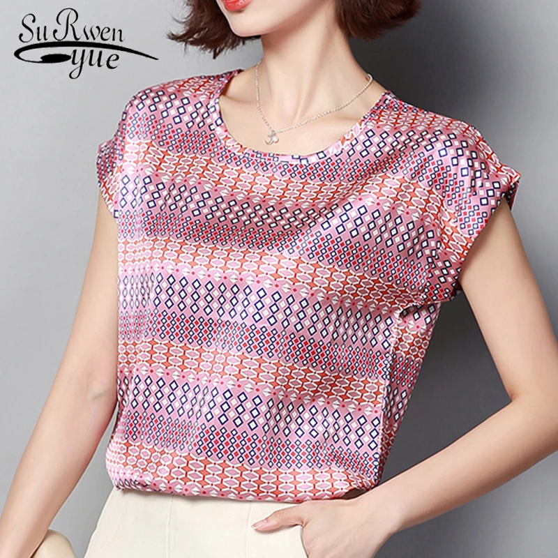 

2019 summer new loose fashion printing fashion women's blouses Lady shirt retro women short sleeve plus size shirts 3212 50