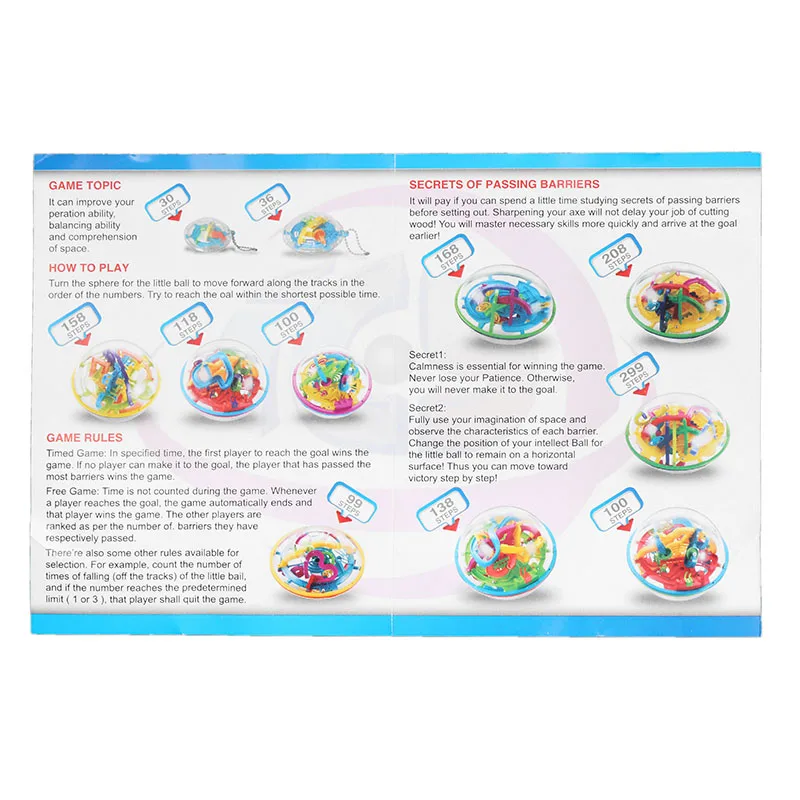 100 Steps 3D Magic Intellect Maze Ball For Children Balance Logic Ability Puzzle Game Toys Educational Training Tools For Kids