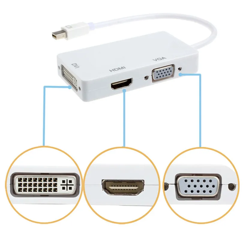 

Advanced 2018 New Computer Adapter Micro USB DisplayPort Thunderbolt to DVI VGA HDMI Adapter 3 in1 for MacBook iMac