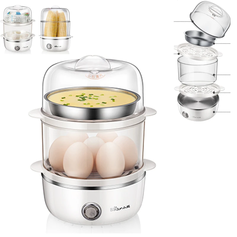 

15% JA154 HOT Multifunctional Breakfast Maker Double Layer Timing Stainless Steel 14 Eggs Boiler Cooker Automatic Power Off