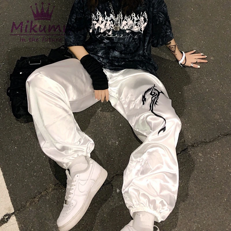 

Punk Harajuku Style Retro Dragon Print Thin Casual Loose Pants Trousers Man And Women Hip Hop Streetwear