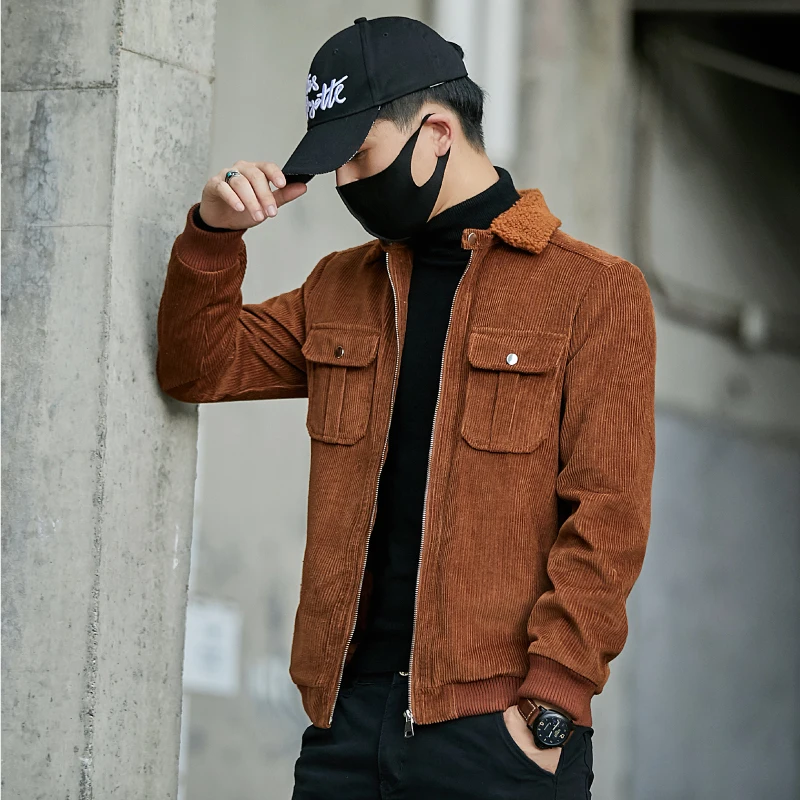 

New Arrival Autumn Jackets Men Brand Fashion Turn Down Collar Mens Casual Jacket Long Sleeve Front Pocket Windbreaker Coat Male