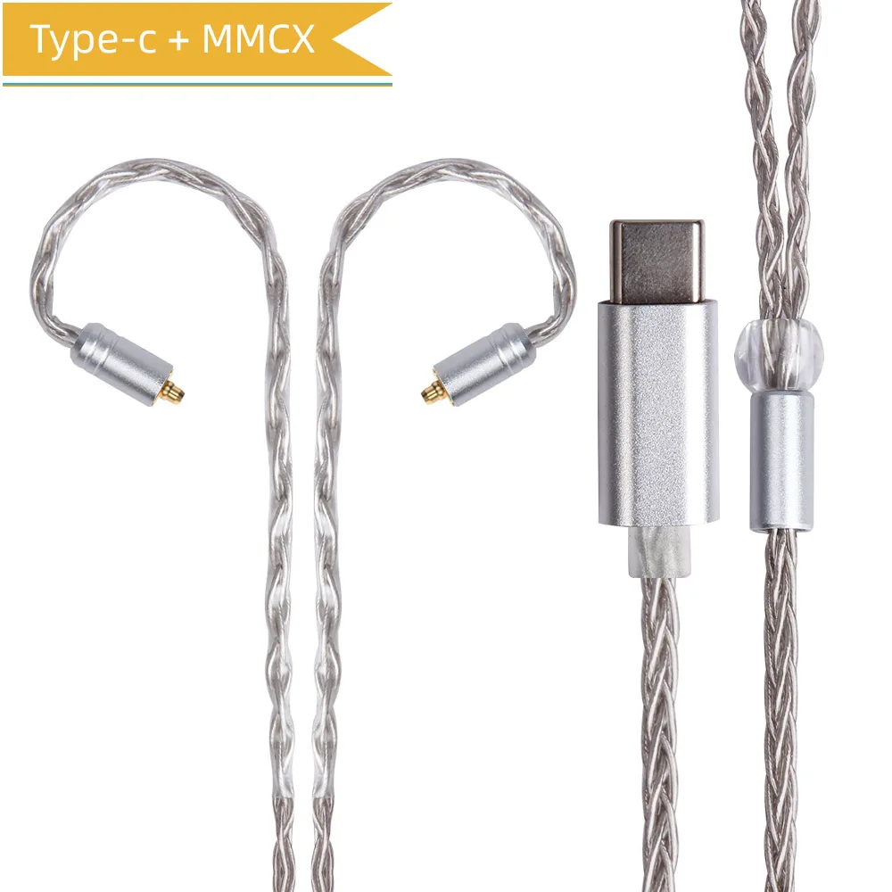 FDBRO MMCX IE80 2Pin IM A2DC кабель type-C 8 Core серебряные наушники с покрытием обновление проводные наушники для huawei SE315 SE425 SE535 - Цвет: Silver Gray MMCX
