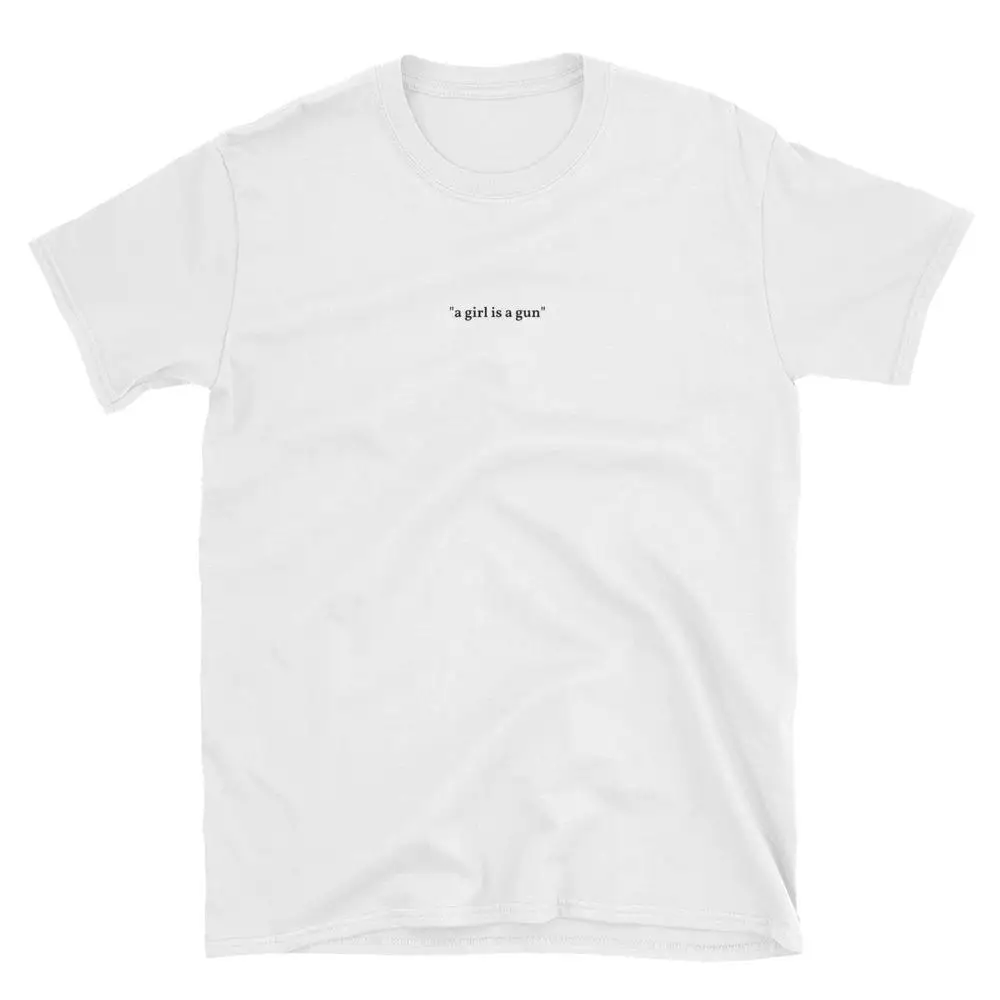 

GAAJ "a girl is a gun" T Shirt Women Women Lovers Woman T-Shirt Print Tops O Neck Woman O-neck Ladies Design Plus Size QF6MG#