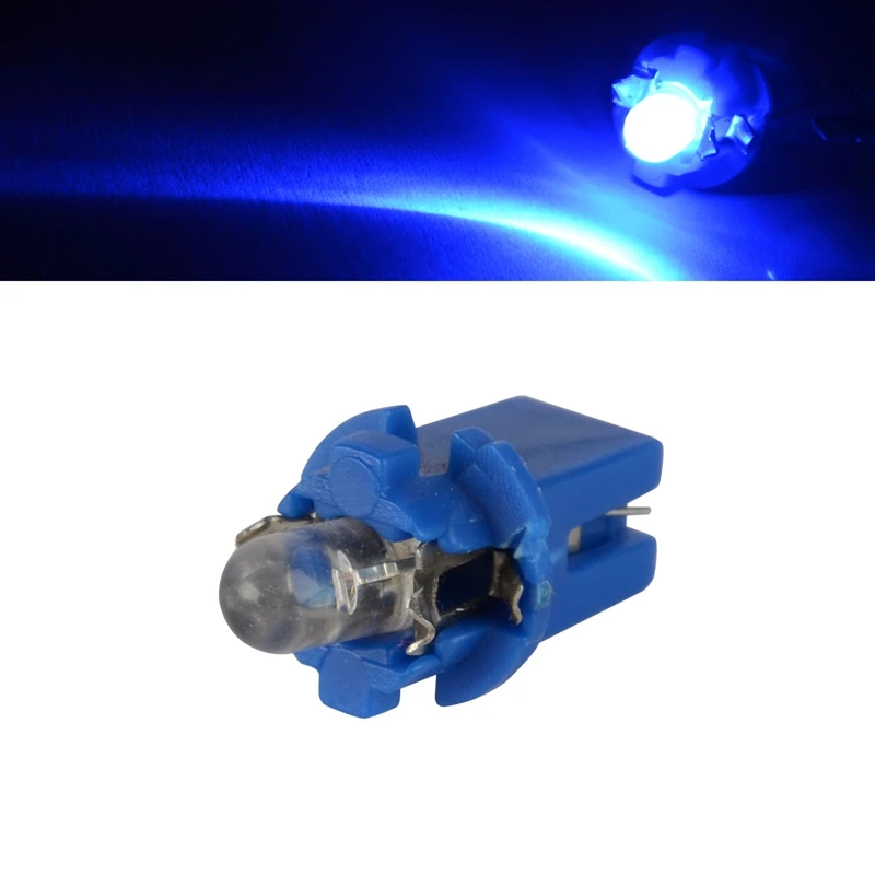 10X T5 B8.3D 1SMD LED Blue Light Car Dashboard Panel Dome Side Indicator Light Bulb for Auto