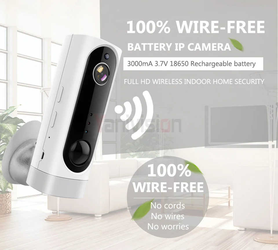  Battery WiFi Camera Rechargeable Battery Powered 720P 1080P Full HD Indoor Wireless Security IP Cam - 32944512046