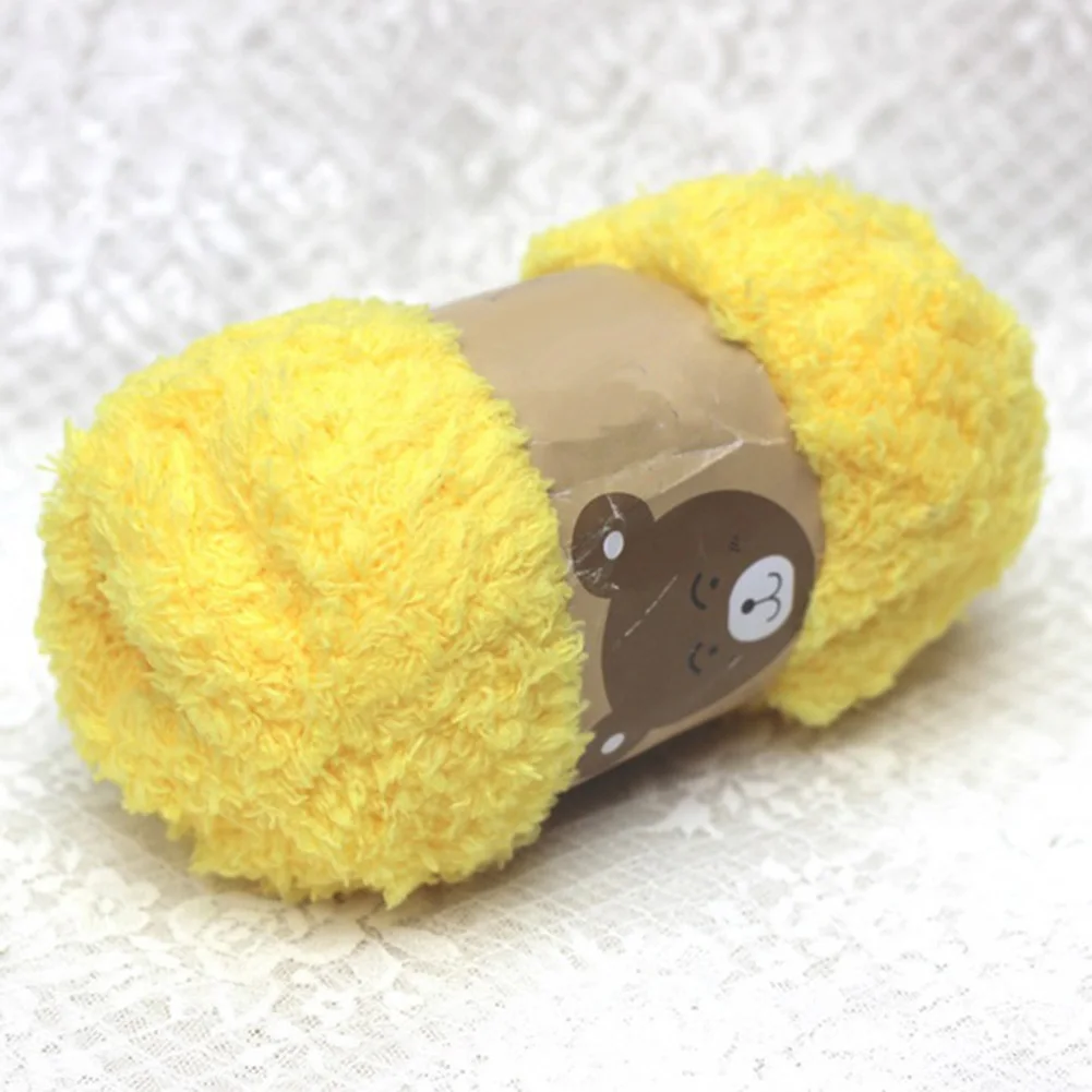Супер мягкая Коралловая бархатная пряжа мяч Гладкий вязание шерсть для шарф бини перчатки - Цвет: Цвет: желтый