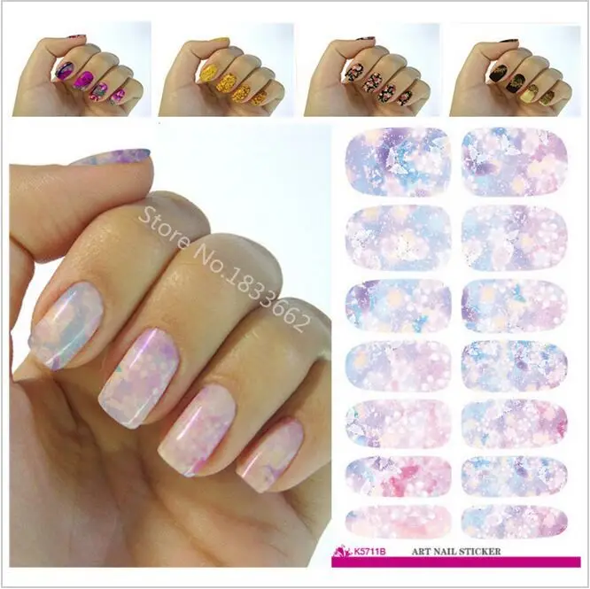 

V625 Water Transfer Foil Nails Sticker Pink Flower Design Nails Stickers Manicure Styling Tools Water Film Paper Decals