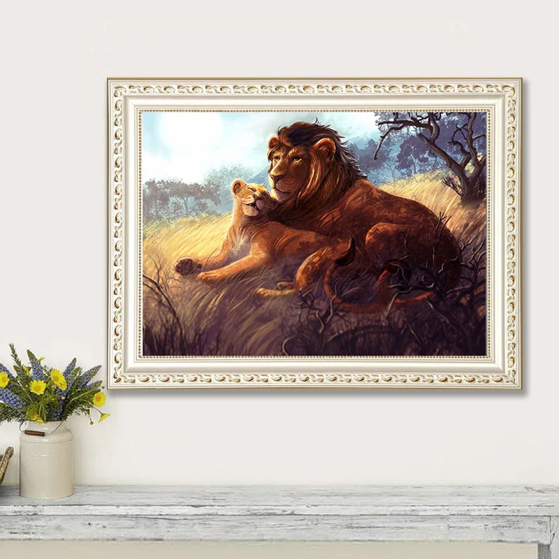 

5D DIY Diamond Painting Grassland Lion Lioness Embroidery Cross Stitch Rhinestones Mosaic Painting Home art wall decor