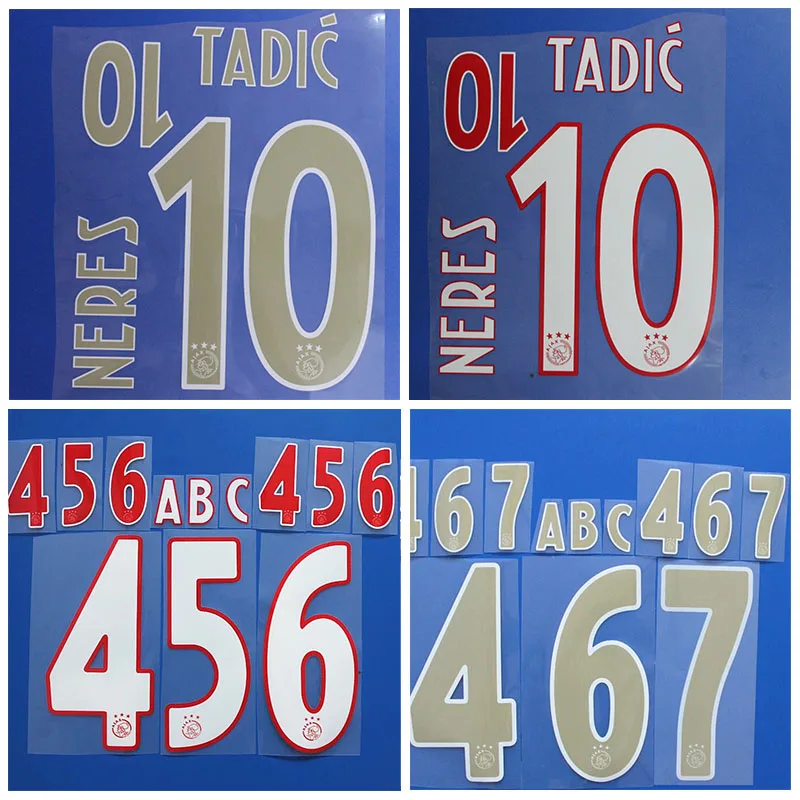 

Custom number name Ajax font print champion League patch jersey kids high quality badges Hot stamping diy Tadic ZIYECH DE JONG