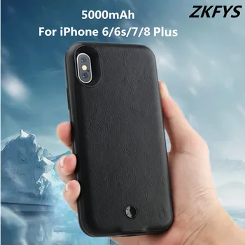 

5000mAh High Quality External Leather Power Case For iPhone 7 8 Plus Charging Cover For iPhone 6 6s Plus Power Bank Battery Case