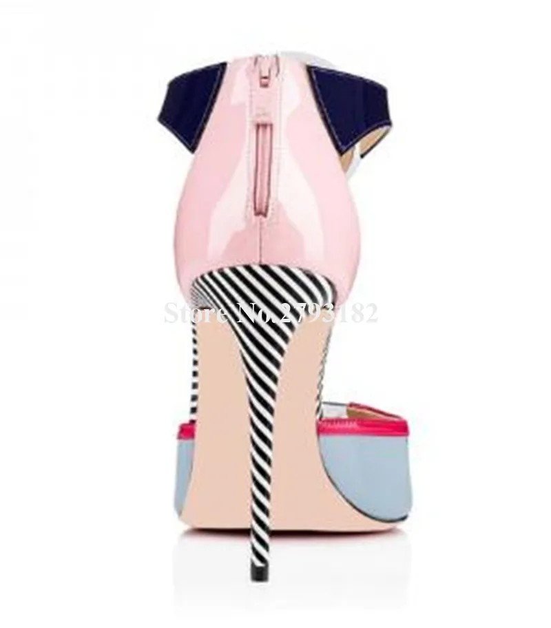 

Brand Design Women Fashion Peep Toe T-strap Stiletto Heel Sandals Ankle Strap Mixed Colors High Heel Sandals Dress Heels Shoes