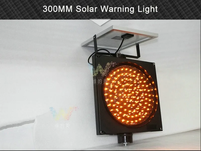 Factory Made Traffic Light 12 Inch Solar LED Amber Flashing Warning Light Road Blinker