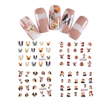 11 листов, наклейки для дизайна ногтей с милой собакой, бульдог, смешанные водные переводные наклейки, обертывание для ногтей, аксессуары, Декор, сделай сам, красота, маникюр, наклейки