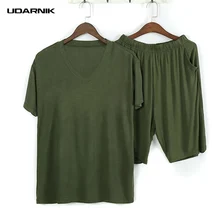 Мужские летние Пижамные комплекты модальные шорты с v-образным вырезом и короткими рукавами, свободные тонкие пижамы, свободные пижамные комплекты 045-955