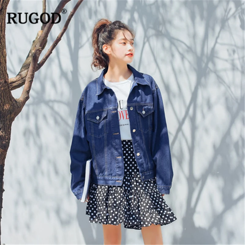 RUGOD 2018 ВИНТАЖНАЯ ДЖИНСОВАЯ КУРТКА с карманами Женская Повседневная