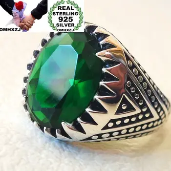 

OMHXZJ Wholesale European Fashion Man Party Wedding Gift Silver Black Green Oval AAA Zircon Taiyin Ring RR326