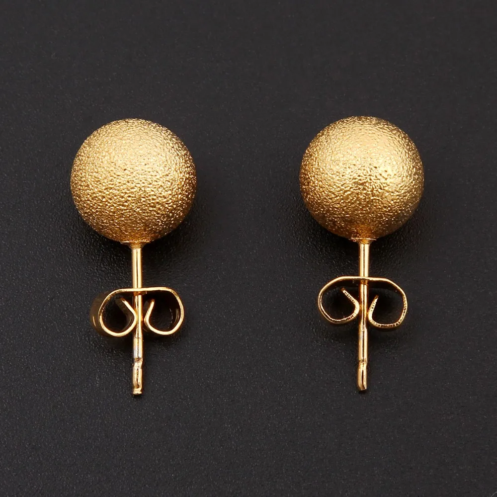 

10mm Women Fashion Natural Jewelry 14 K Fine Gold FINISH Earring Wedding New Ethiopian Round Earrings For Baby Girls