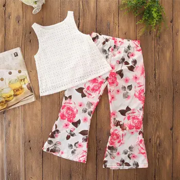 

Toddler Children Girl Clothes Sleeveless Top+Floral Long Pant Set Infant Baby Kid Girl Cloths Outfit Fashion Cute