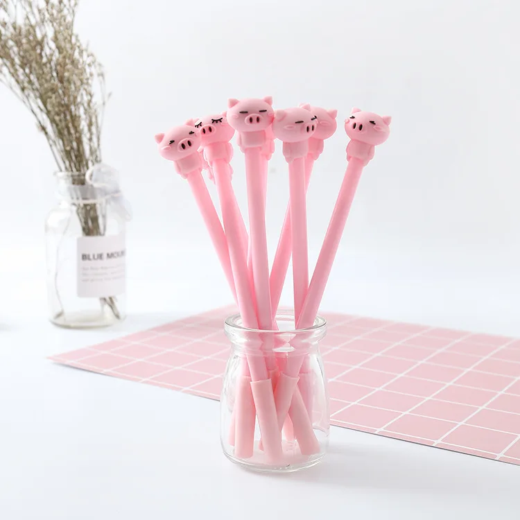 

160pcs Gel Pen Kawaii Pink Pig 0.05mm Stationery Black Ink Pen Office Material Office Material School Supplies Escolar Papelaria