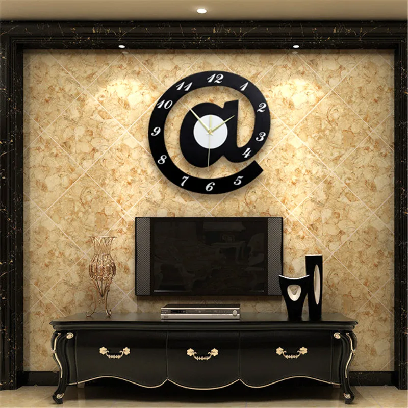 

Geekcook Pastoral Geometric Black Letter Art Wall Clock Wooden Creative Single Face Clock Living Room Decorated Quiet Wall clock