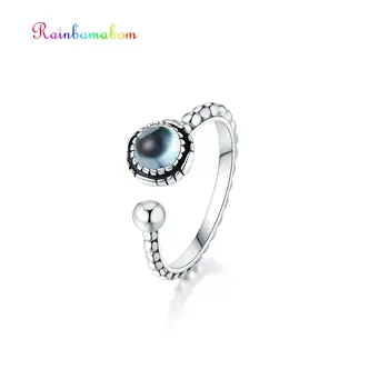 

Rainbamabom Vintage Real 925 Solid Sterling Silver Natural Topaz Gemstone Wedding Opening Adjustable Ring Jewelry Gift Wholesale