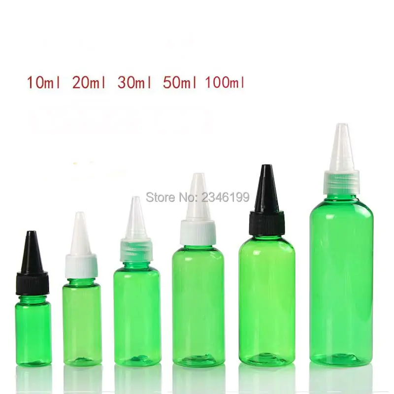 Empty Plastic Bottle 50ml Black Cover Plastic Bottle Transparent Green Tip Cover Plastic Bottle Empty Cosmetic Container (10)