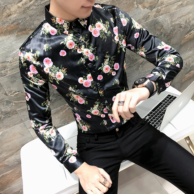 mens floral slim fit shirt