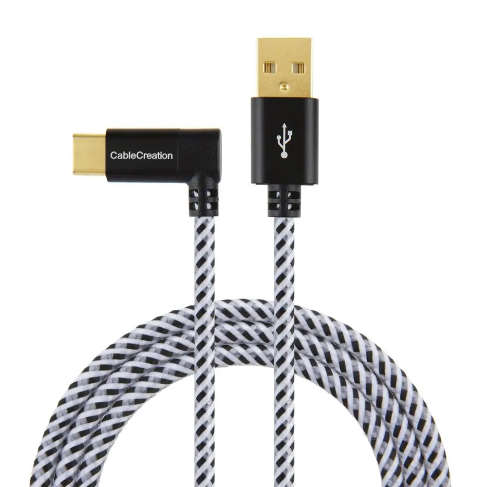 

Type C to USB A Cable, CableCreation Right Angle Braided USB C Charging & Data Cord Compatible MacBook(Pro), Google Pixel XL,ect