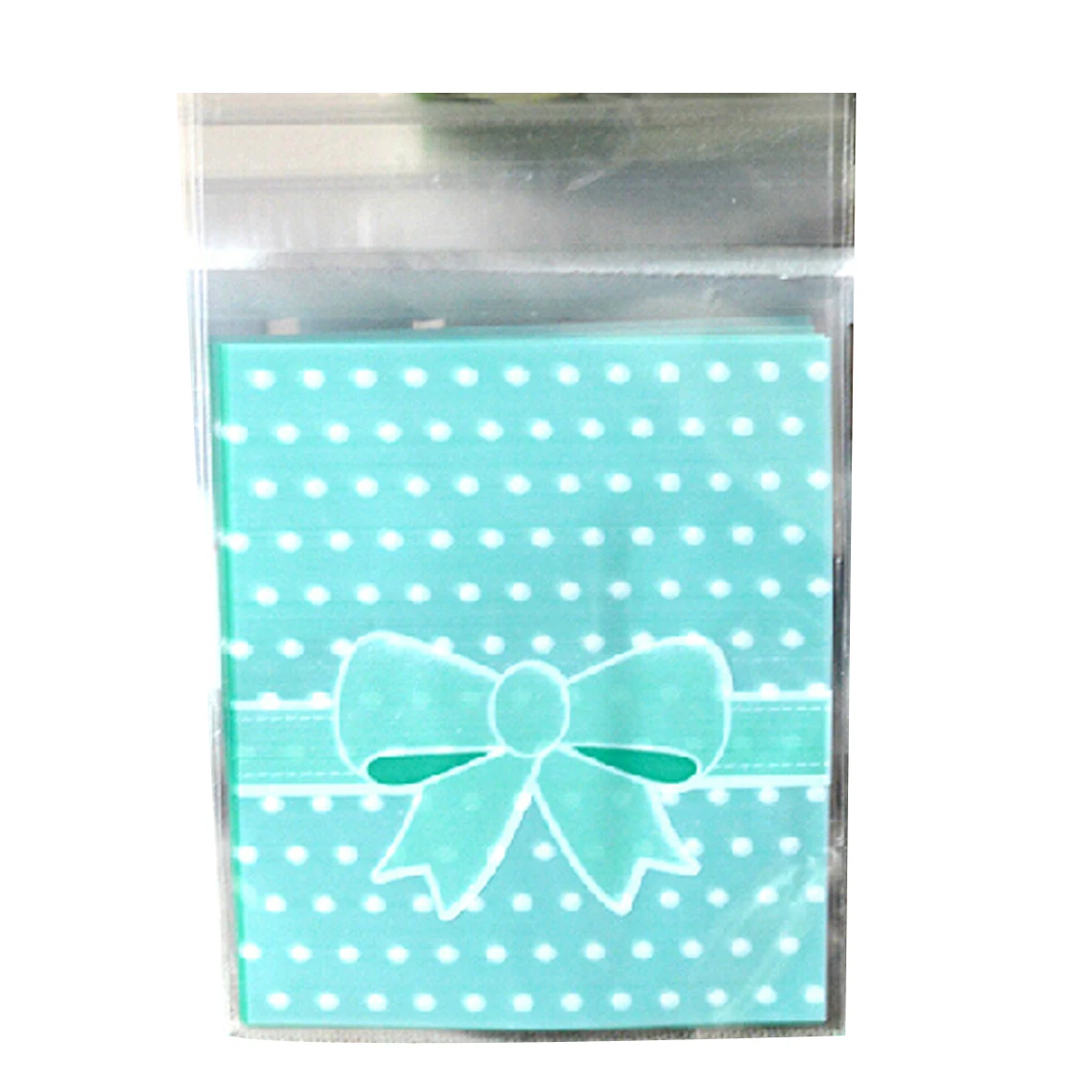 

100 X Green bow tie bag plastic node pouch of candy cookie in two loops