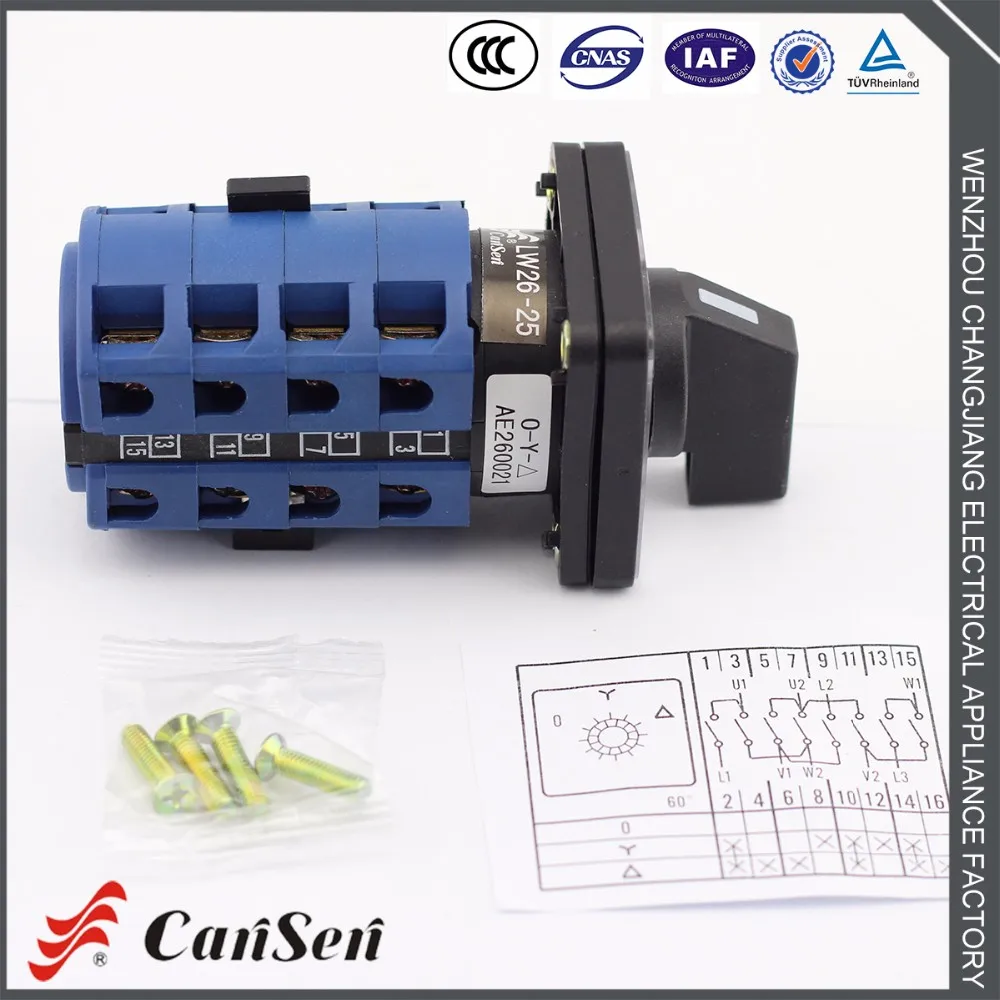 CANSEN LW26-20 Ith 20A поворотный кулачковый переключатель двигателя AC 440V Ui 690V 3 позиции Star-delta 0-Y-D 16 терминалов