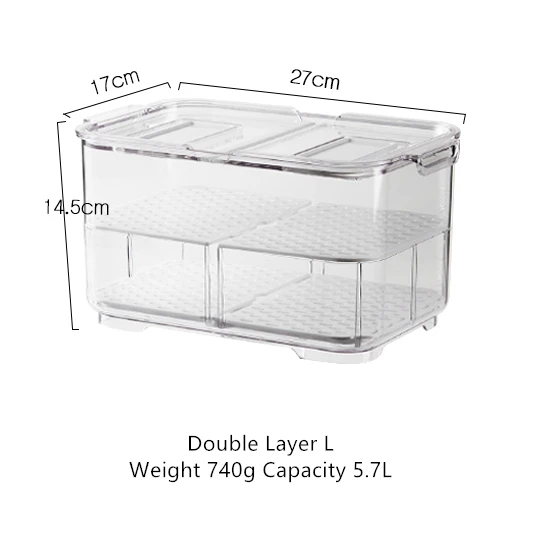 Кухонный холодильник ящик для хранения фруктов и овощей контейнер для хранения дренажа пластиковый контейнер - Цвет: Double Layer L