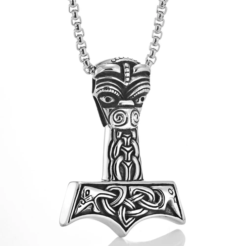 Titanium steel thor hammer pendant retro croix stainless steel pendant necklace man jewelry