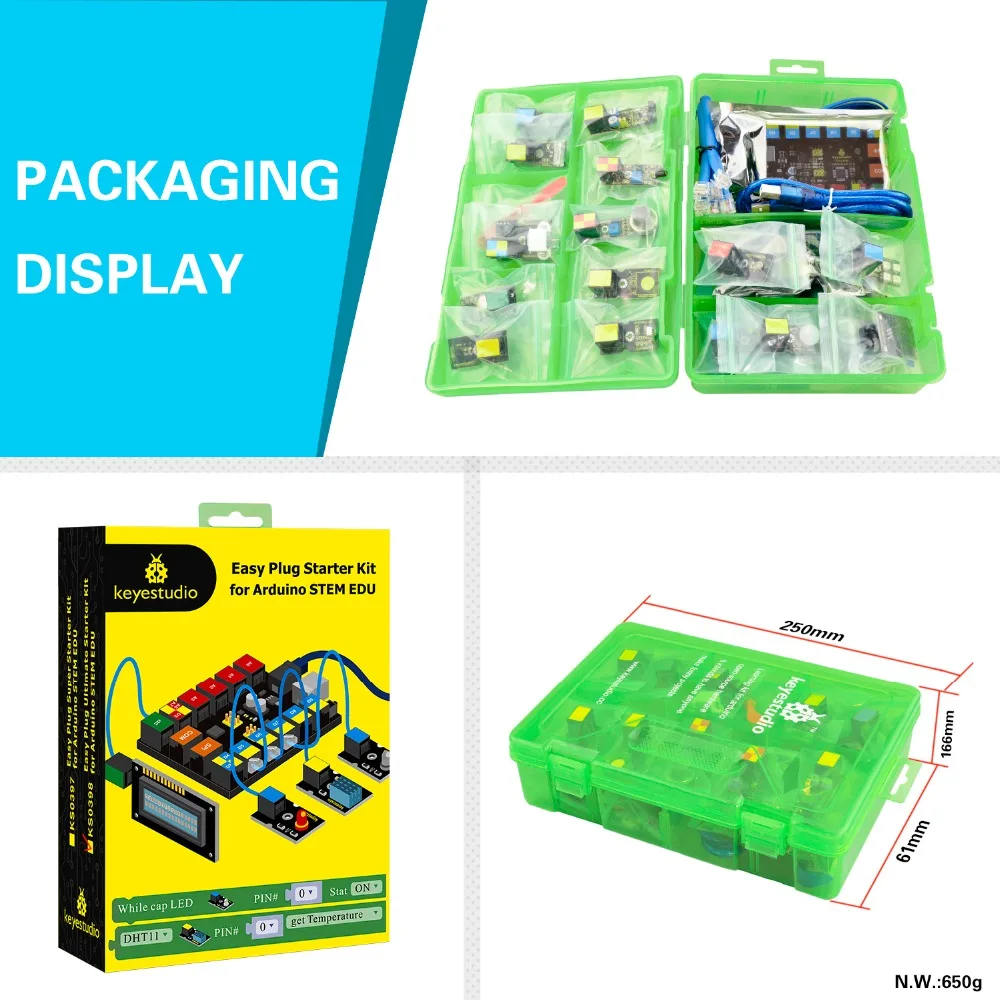 Keyestudio EASY plug RJ11 Ultimate Starter Learning Kit для Arduino STEM EDU/совместимый с Mixly Block