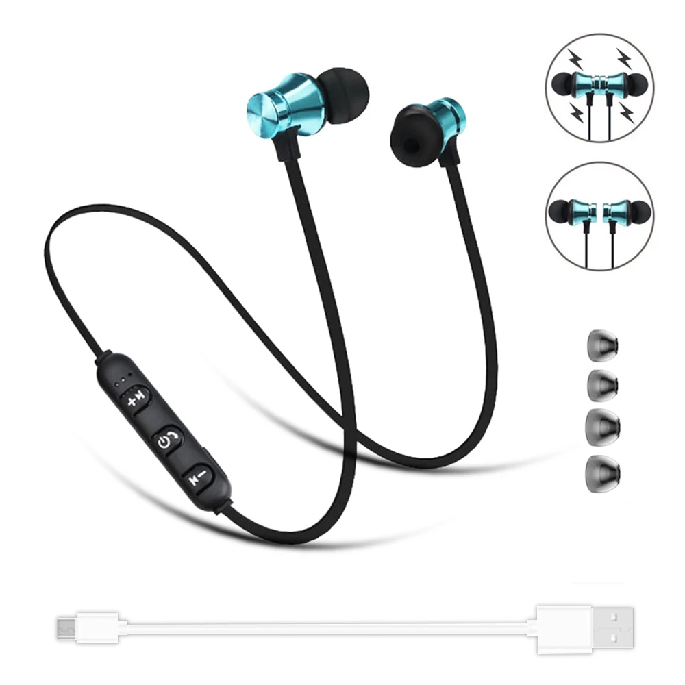 Wireless Bluetooth Earphones Metal Magnetic Stereo sports Bass Cordless Headset Earbuds With Microphone Earphones for all phone