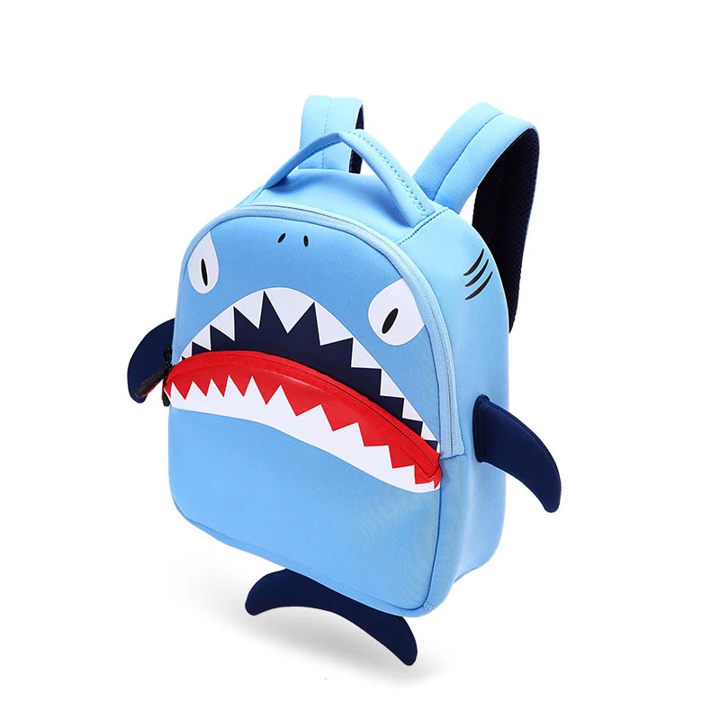 Детский рюкзак с 3D изображением акулы для мальчиков и девочек от 3 до 6 лет, сумка для детского сада, корейский Детский рюкзак через плечо, сумка - Цвет: Синий