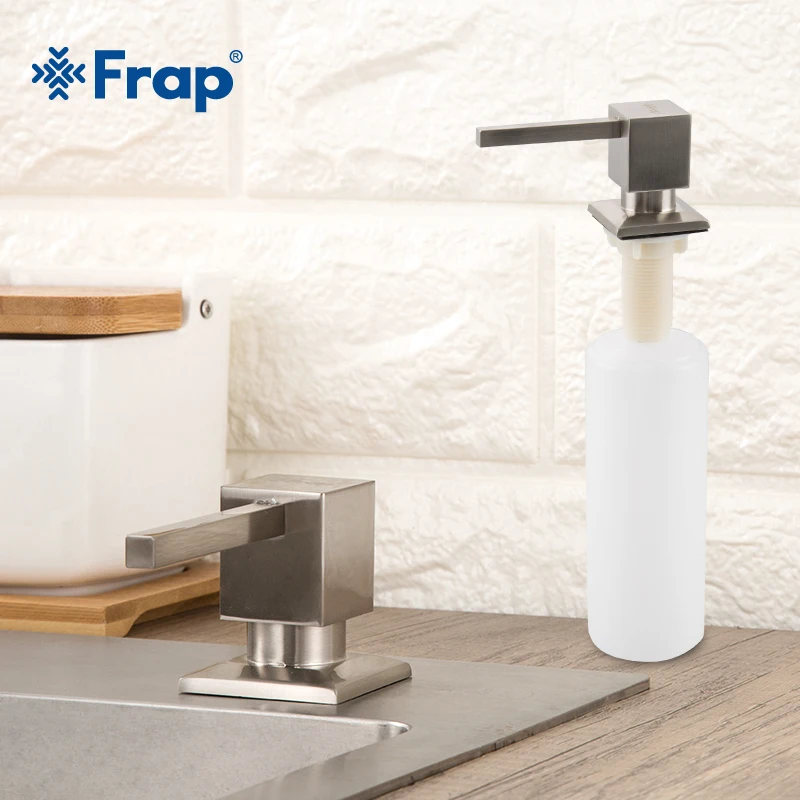 

FRAP Liquid Soap Dispenser Brushed Nickel Metal Stainless Steel Kitchen Sink Bottle Built In Hand Soap Dispenser Pump