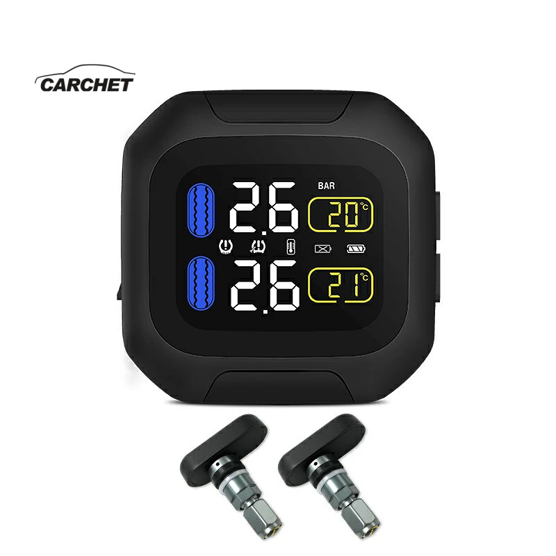 

CARCHET M3 Waterproof Motorcycle Real Time Tire Pressure Monitoring System TPMS Wireless LCD Display with 2 Internal Sensors