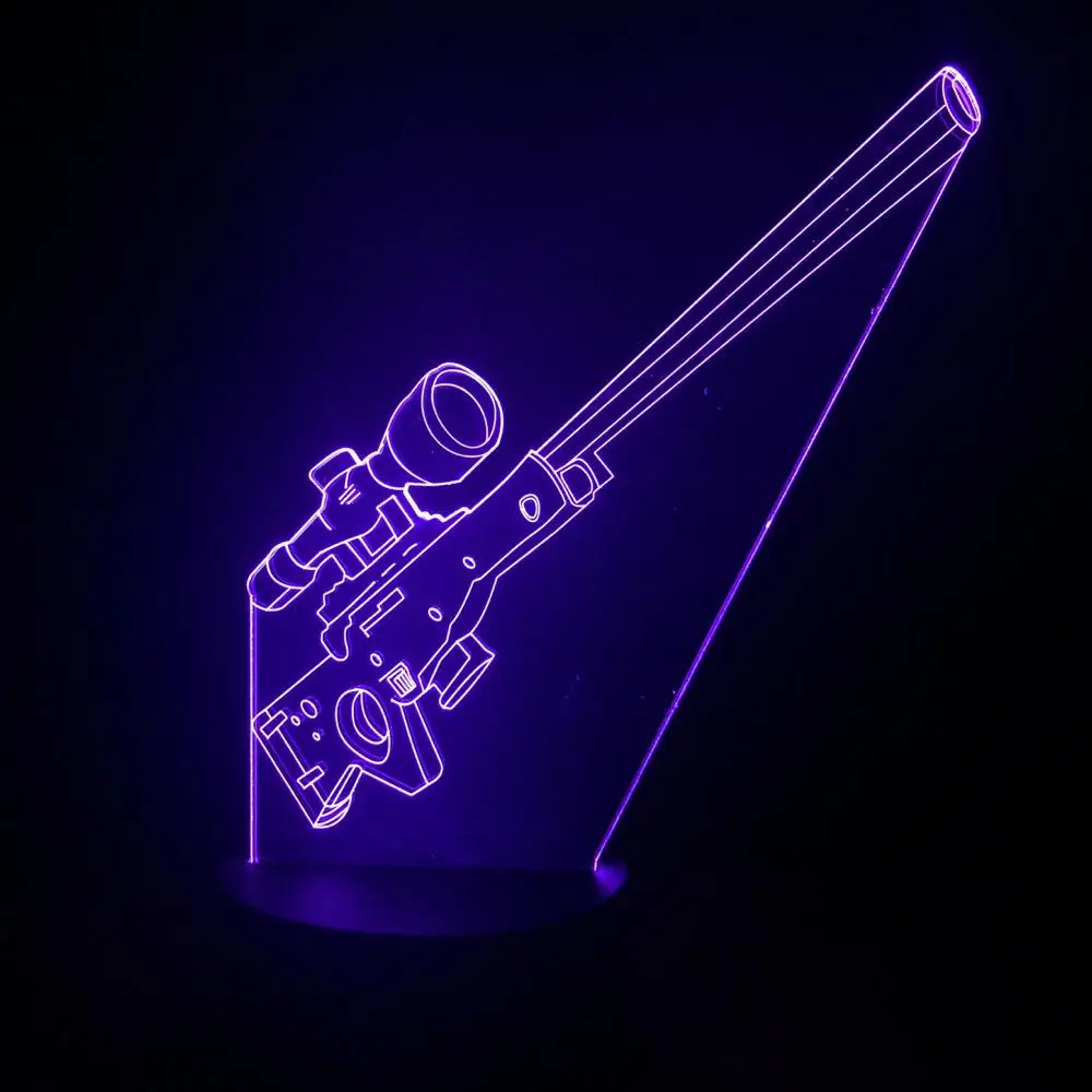 AWP снайперская винтовка ночной Светильник СВЕТОДИОДНЫЙ 3D иллюзия USB сенсорный датчик RGB декоративный светильник s Детский подарок оружие пистолет, настольная лампа настольная - Испускаемый цвет: 1