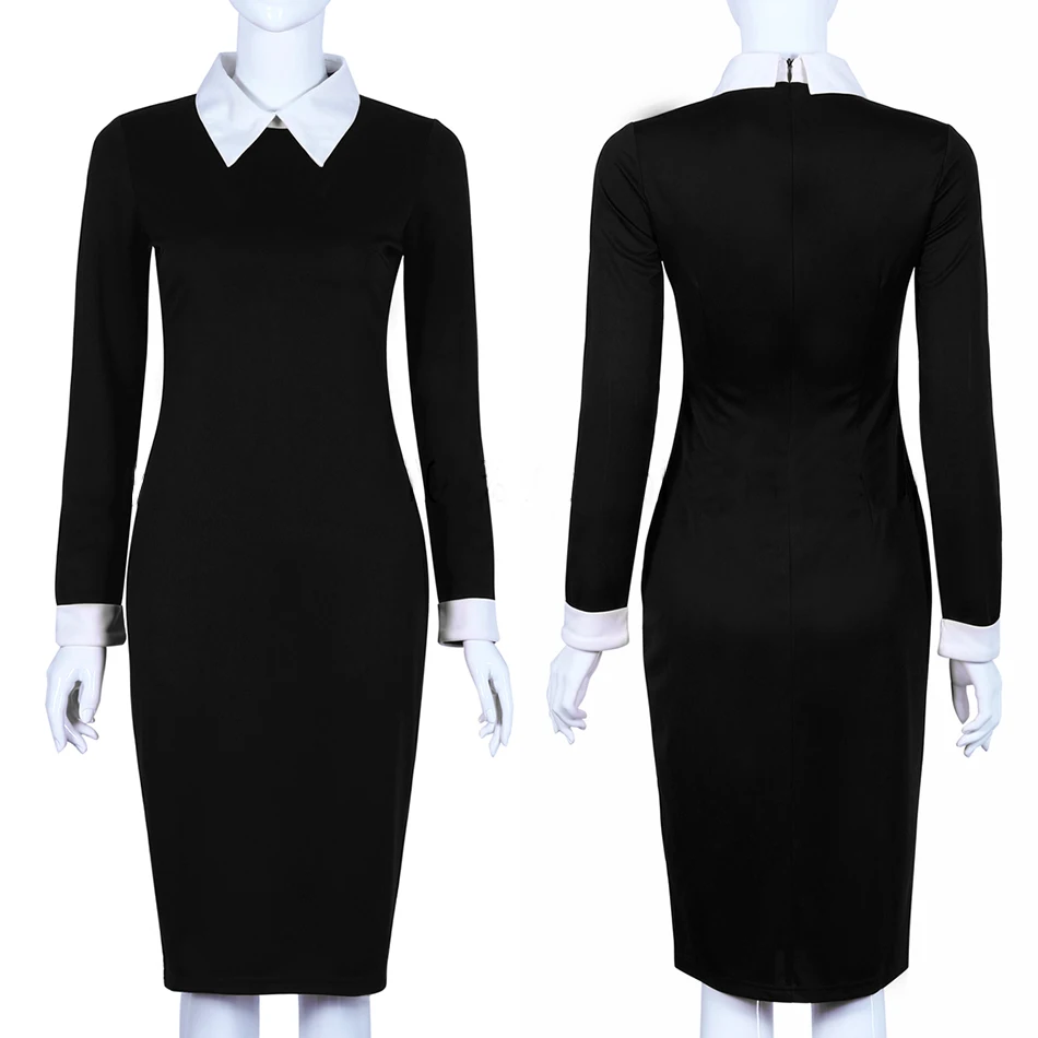 Noir-Bureau-Robes-Femmes-2018-Arriv-e-New-Spring-Fashion-Manches-Longues-Robe-Crayon-Dames-Casual (2)