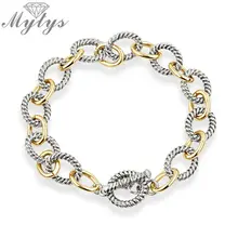 Mytys, золотые, серебряные, Микс, круглые звенья, цепочка, браслет, ручная скручивающаяся застежка, модное ювелирное изделие для женщин,, подарок B1148 B1149