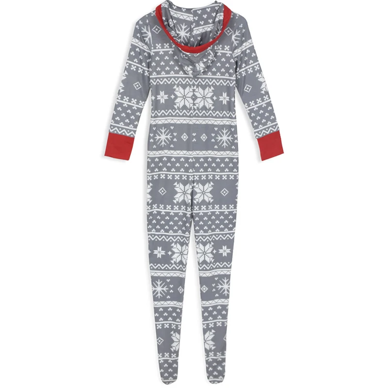 Одинаковые рождественские пижамы для всей семьи; комбинезон для женщин, мужчин и детей; Рождественская одежда для сна со снежинками; одежда для сна на молнии с капюшоном