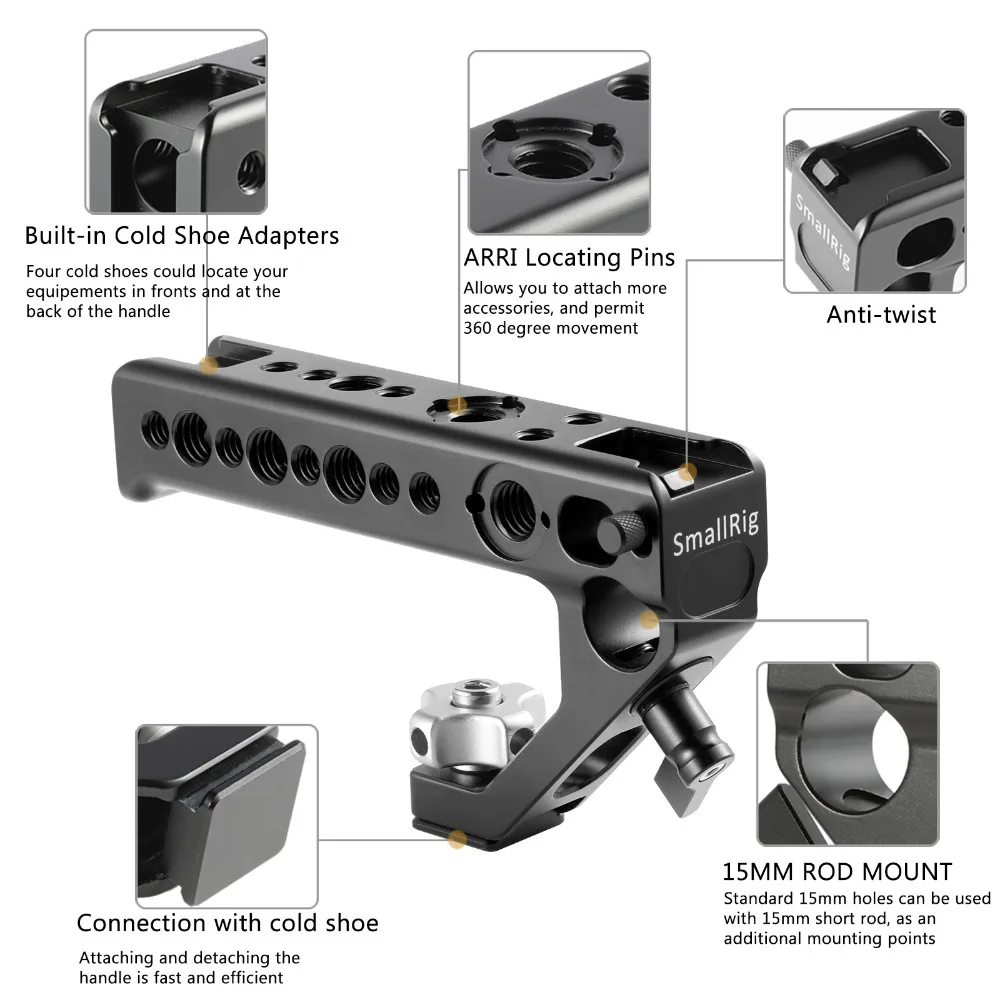  SmallRig Camera Video Handle Grip Stabilizer Quick Release Shoe Handle for Cameras Handheld Shootin