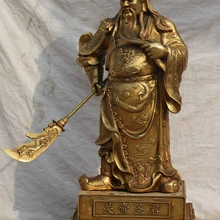 USPS в США S2474 3" больше китайский латунный guan Gong Yu Бог войны общего рыцарский меч статуя