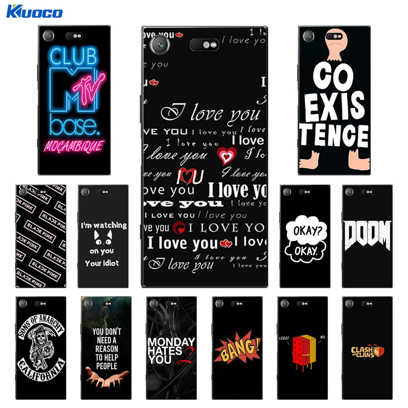 4.6' Cover for Sony Xperia XZ1 Compact Phone Cases Black Letters Printing Coque Z1 Soft Silicone TPU Shell |