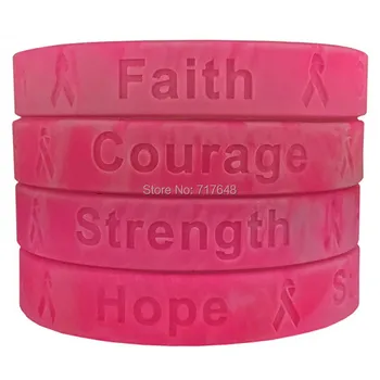 

100pcs Hope, Strength, Faith and Courage Awareness wristband silicone bracelets free shipping by ePacket A